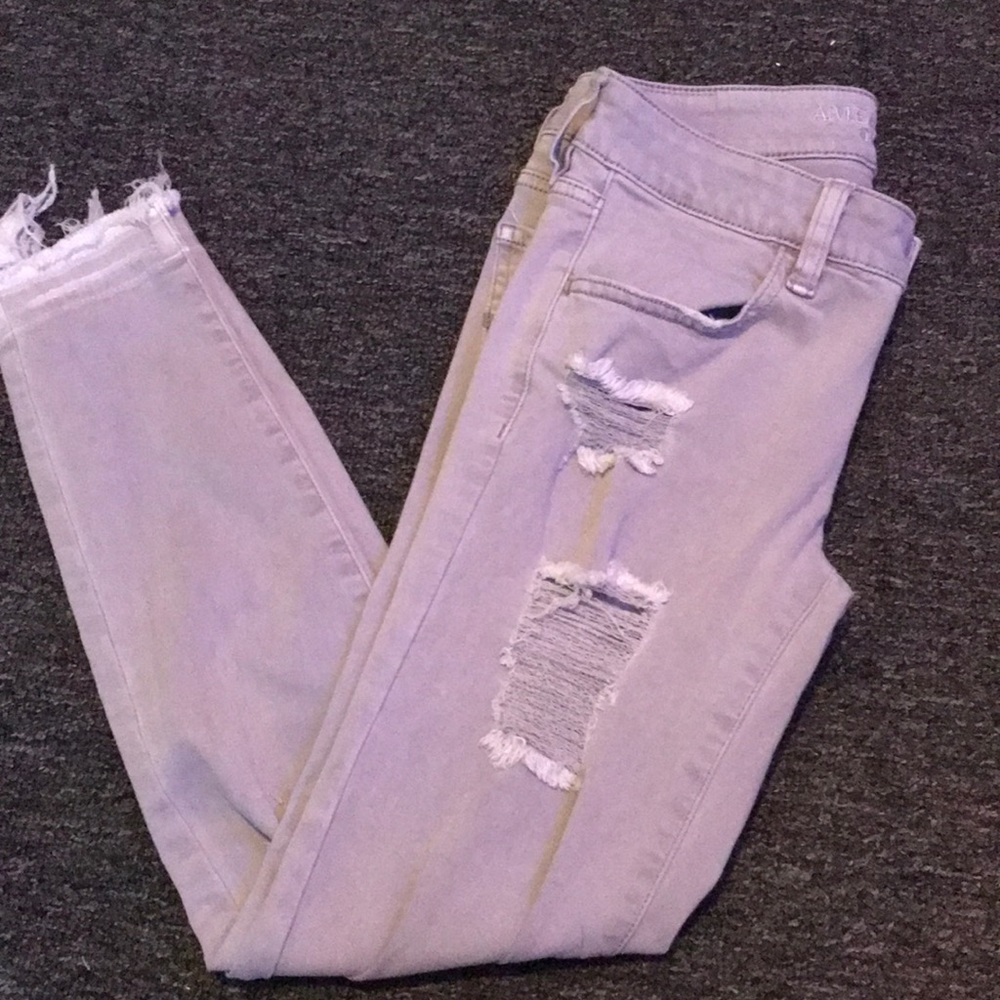 AE super stretch Lavender ripped jeans